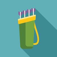 Green quiver with arrows for bow and hunting vector