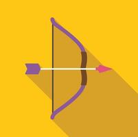 Purple bow and arrow pointing right on yellow background vector