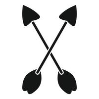 Two crossed arrows pointing in opposite directions, archery symbol vector