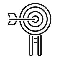 Arrow hitting target on stand icon representing success and achievement vector