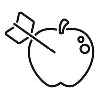 Arrow piercing apple, archery skill and precision vector
