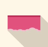 Pink ripped paper piece showing wavy bottom edge with long shadow vector