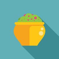 Flat design icon of a witch's cauldron with green potion and pink bubbles vector