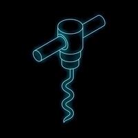 Neon corkscrew shining on black background vector