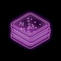 Glowing neon sign depicting a stack of square toast for cafe or restaurant vector