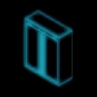 Glowing outline of double doors isometric view vector
