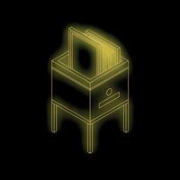 Neon filing cabinet glowing on black background vector