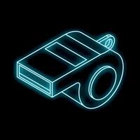 Neon whistle glowing on black background vector