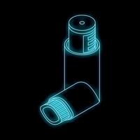 Blue neon inhaler glowing against black background vector