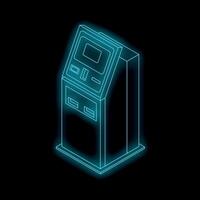 Neon atm machine glowing on dark background vector
