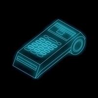 Neon style illustration of a payment terminal showing modern technology vector