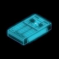 Neon style isometric pos terminal showing contactless payment icon vector