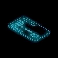 Credit card glowing on dark background with copy space vector