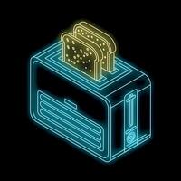 Modern toaster with toast bread showing heating coils in neon light vector