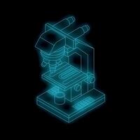 Glowing microscope representing scientific research and discovery vector