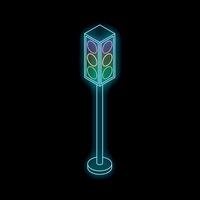 Neon traffic light showing green light on black background vector