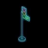 Neon traffic light is showing the green light to turn right vector