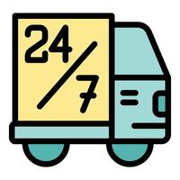 Delivery truck representing 24 hours 7 days a week service icon vector