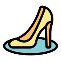 Yellow high heel shoe standing on a pedestal icon vector