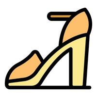 Elegant high heel platform sandal with ankle strap icon vector