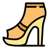 Peep toe platform high heel shoe with ankle strap icon vector outline