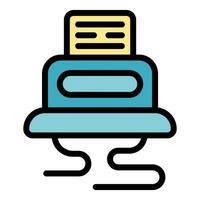 Paper shredder machine destroying document with hidden camera icon vector