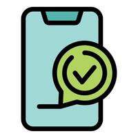 Smartphone showing validation notification with check mark icon vector