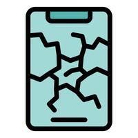 Smartphone showing broken glass touchscreen icon vector