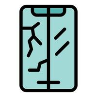 Smartphone showing broken display glass icon vector