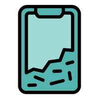 Smartphone showing cracked screen with shards of glass vector