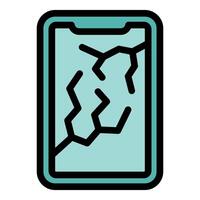 Smartphone showing cracks on its screen vector