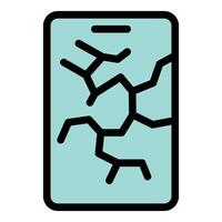 Smartphone showing cracks on its screen vector