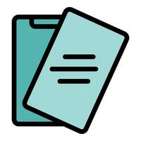Smartphone showing electronic signature document icon vector outline