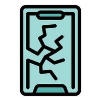 Broken smartphone screen showing cracks icon vector