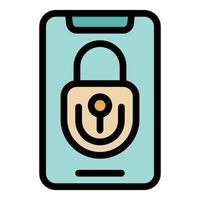 Smartphone showing security lock on screen for cybersecurity vector