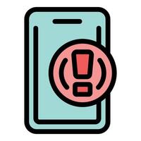 Smartphone showing warning sign indicating security breach alerting user vector