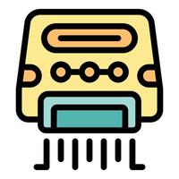 Paper shredder machine destroying document with hidden code vector
