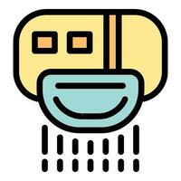 Hand dryer activating with sensor icon thin line vector illustration