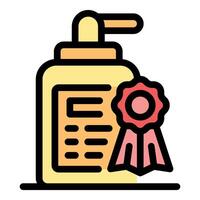 Cosmetic product with certificate of quality icon showing premium ingredients and effectiveness vector