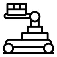 Mobile lifting platform carrying cargo, line icon of warehouse automation vector