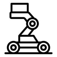 Robotic arm lifting cargo on wheeled platform, innovative automation technology vector