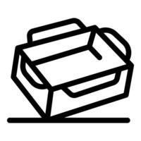 Open empty cardboard box lying on surface with handles up vector