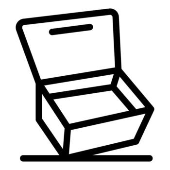 Open cardboard box standing on a surface with lid up vector