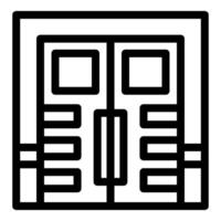 Double door entrance with windows and rectangular decorations providing security and style vector