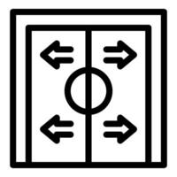 Automatic double sliding doors opening and closing with arrows and circle icon vector