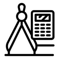 Compass and calculator symbolizing engineering and calculation vector