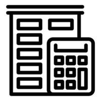 Calculating building costs with calculator and spreadsheet icon vector