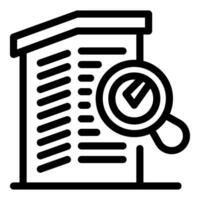Magnifying glass checking a document, auditing concept, searching for information, fact checking and verification vector
