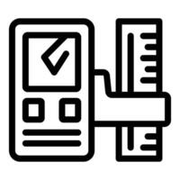 Electronic measurement device showing check mark and ruler icon vector