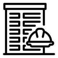 Building construction planning with blueprint and hardhat, ensuring workplace safety vector